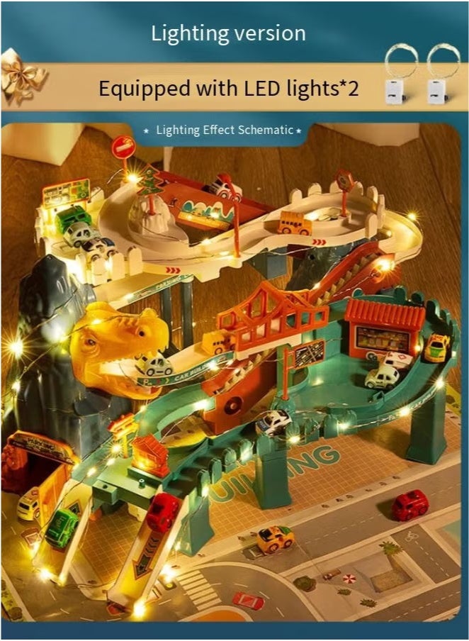 Dinosaur Climbing Hills Race Track Playset, 10 Mini Race Colorful Vehicles Small Cars, Car Ramp Toy  Kids Car Ramp Track, Preschool Gifts for 3 4 5 6 7 8 Year Old Boys Girls - Image 2