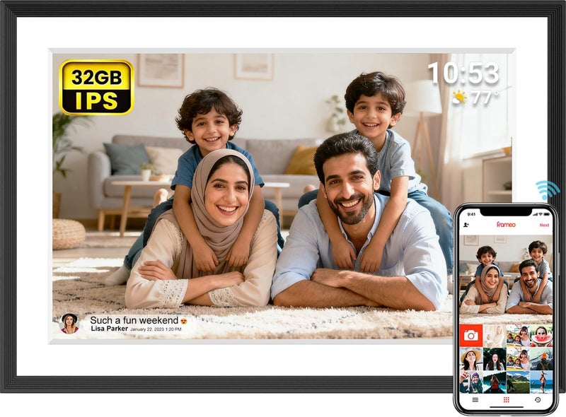 إطار صور رقمي أكيمارت 32 جيجابايت 10.1 بوصة شاشة لمس IPS LCD بدقة 1280x800، إطار صور ذكي واي فاي، تدوير تلقائي للصورة العمودية والأفقية، مشاركة اللحظات فورًا عبر تطبيق Frameo من أي مكان - Image 1