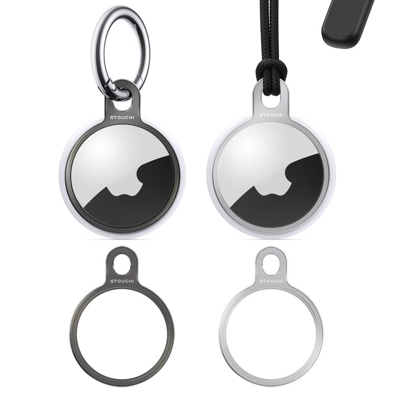 Stouchi 2 Packs AirTag Holder Key Ring, Stouchi Aluminium Invisible Slim Keychain Case for AirTags 2nd Gen (2026) & 1st Gen Finder Items iPhone Dogs, Keys, Backpacks Air Tag Accessories - Image 1