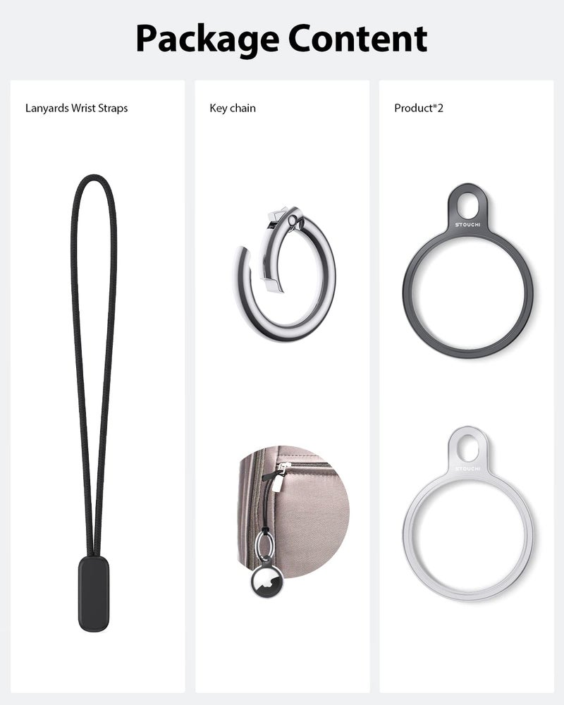 Stouchi 2 Packs AirTag Holder Key Ring, Stouchi Aluminium Invisible Slim Keychain Case for AirTags 2nd Gen (2026) & 1st Gen Finder Items iPhone Dogs, Keys, Backpacks Air Tag Accessories - Image 2