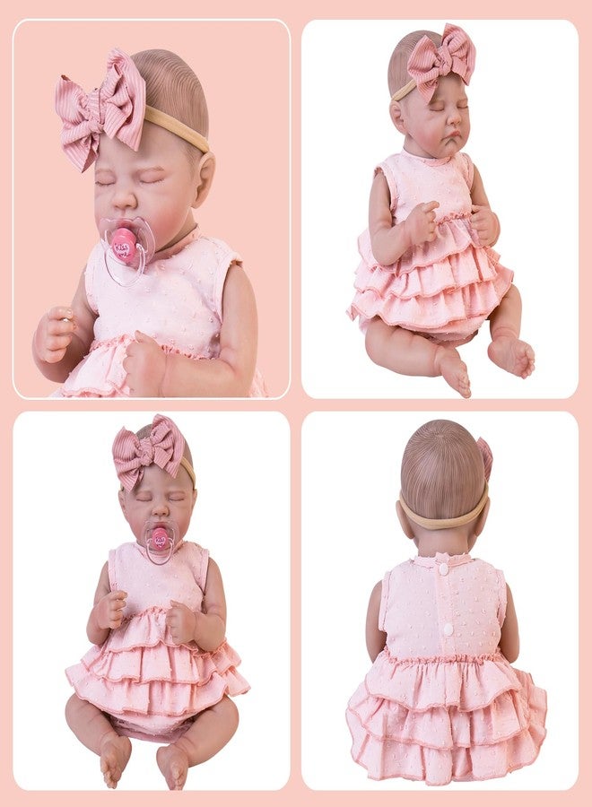 Aori Lifelike Baby Dolls Clothes 20 Inch Pink Dress Clothing Set for 17-20 in Realistic Newborn Dolls Girl - Image 5