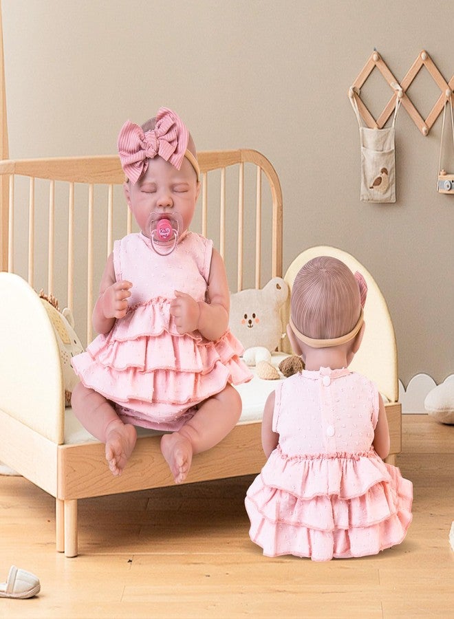 Aori Lifelike Baby Dolls Clothes 20 Inch Pink Dress Clothing Set for 17-20 in Realistic Newborn Dolls Girl - Image 3