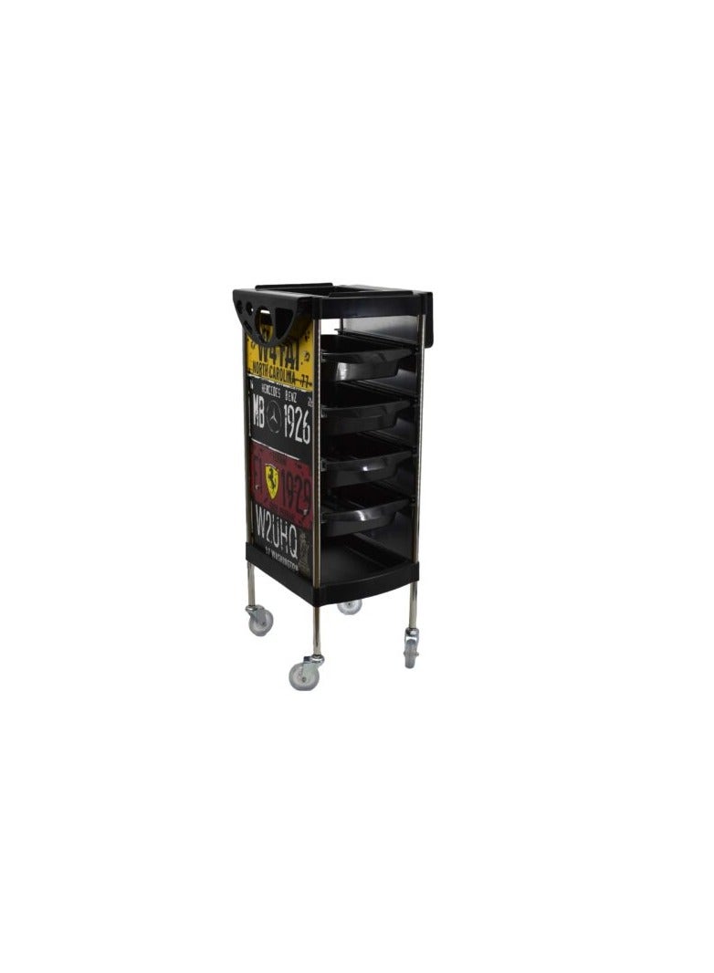 LA PERLA TECH  Salon Style Beauty Furniture Hair Styling Storage Station Tray Holder Black with Drawers and 4 Rolling Wheels for Stylist Hairdresser Salon Trolley Cart - Image 2