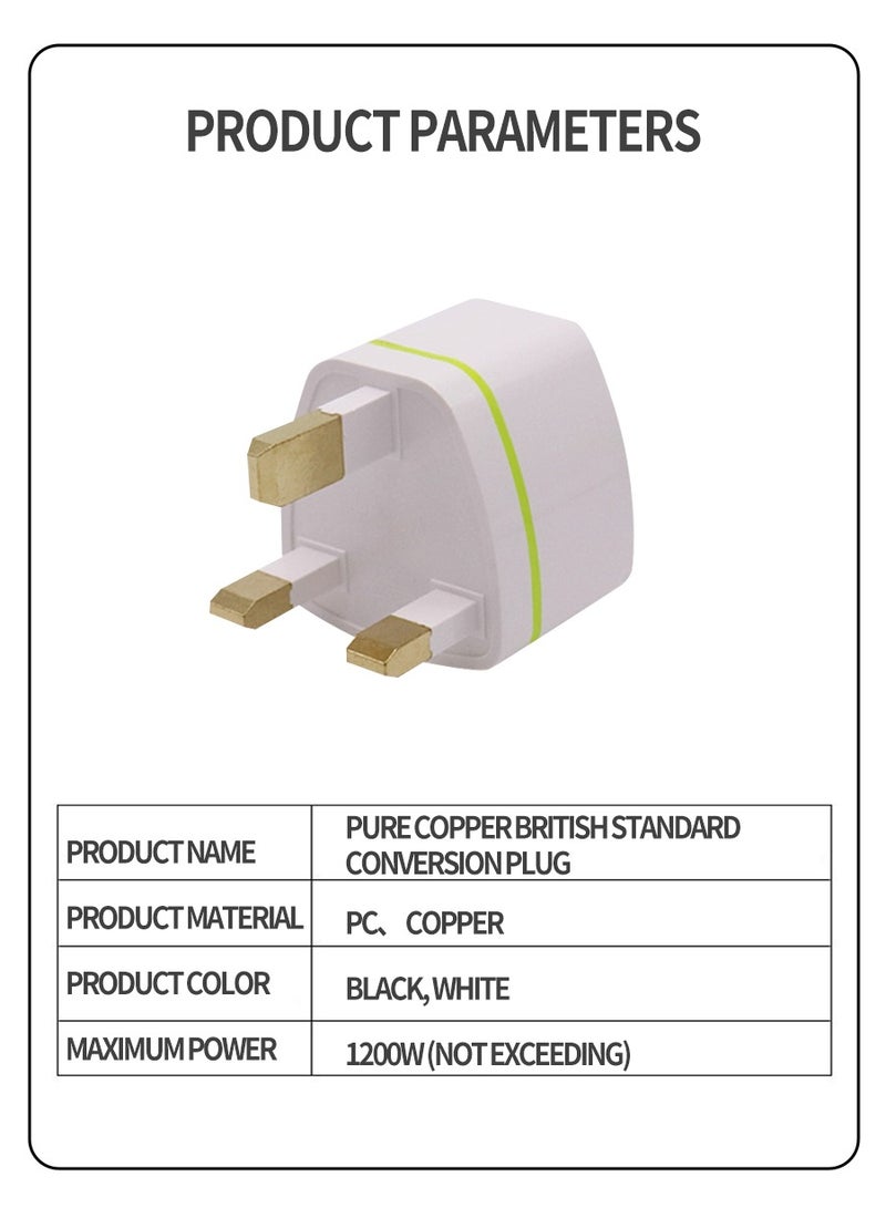 BEIRUI 2pcs British Standard Plug Travel Adapter with 3-Pin Power Plug Adapter for Australia/UK/EU/USA, Plug Adapter - Image 3