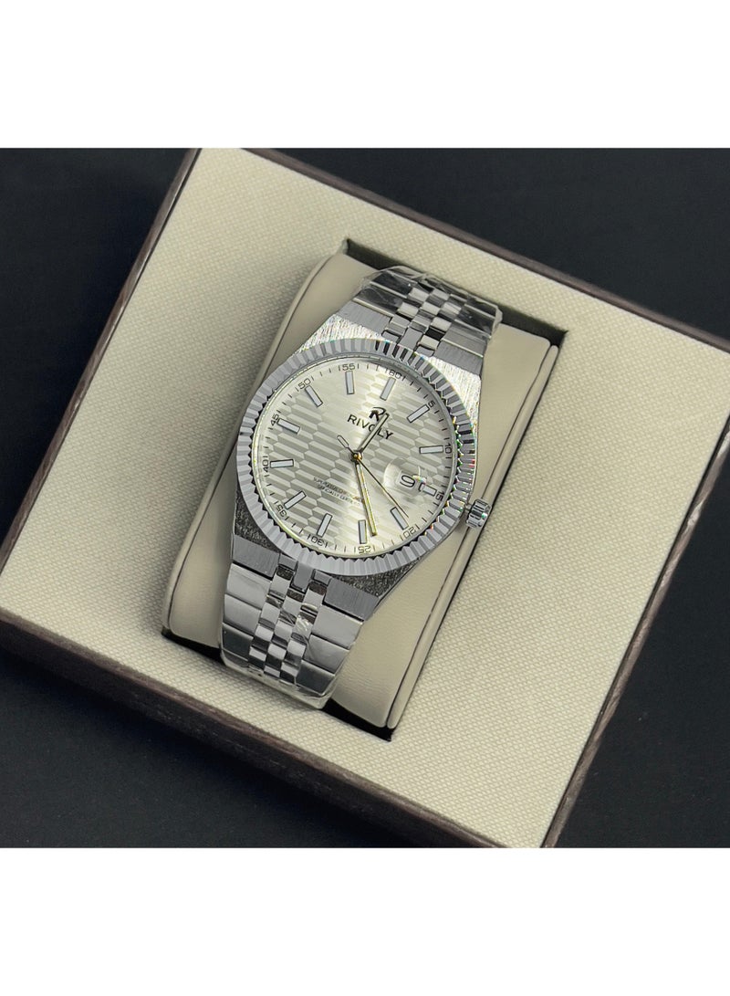 Rivoly Men's Stainless Steel Analog Quartz Watch, Easy to Read Fashion Design Waterproof Classic Luxury. - Image 1