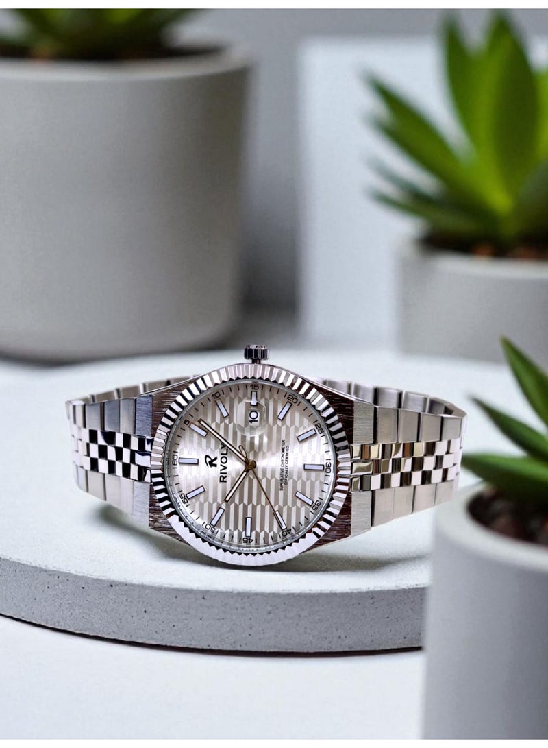 Rivoly Men's Stainless Steel Analog Quartz Watch, Easy to Read Fashion Design Waterproof Classic Luxury. - Image 2