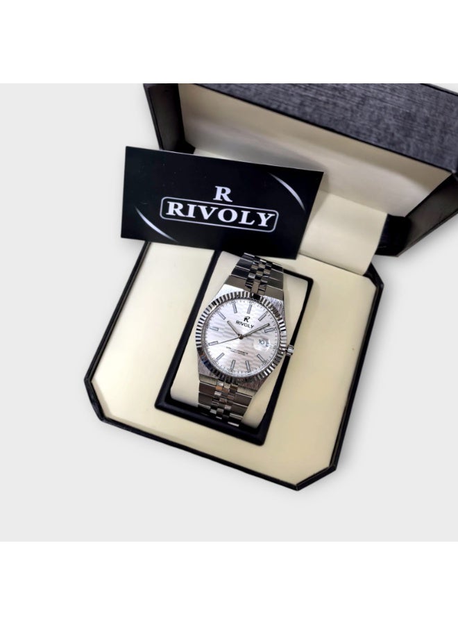 Rivoly Men's Stainless Steel Analog Quartz Watch, Easy to Read Fashion Design Waterproof Classic Luxury. - Image 4
