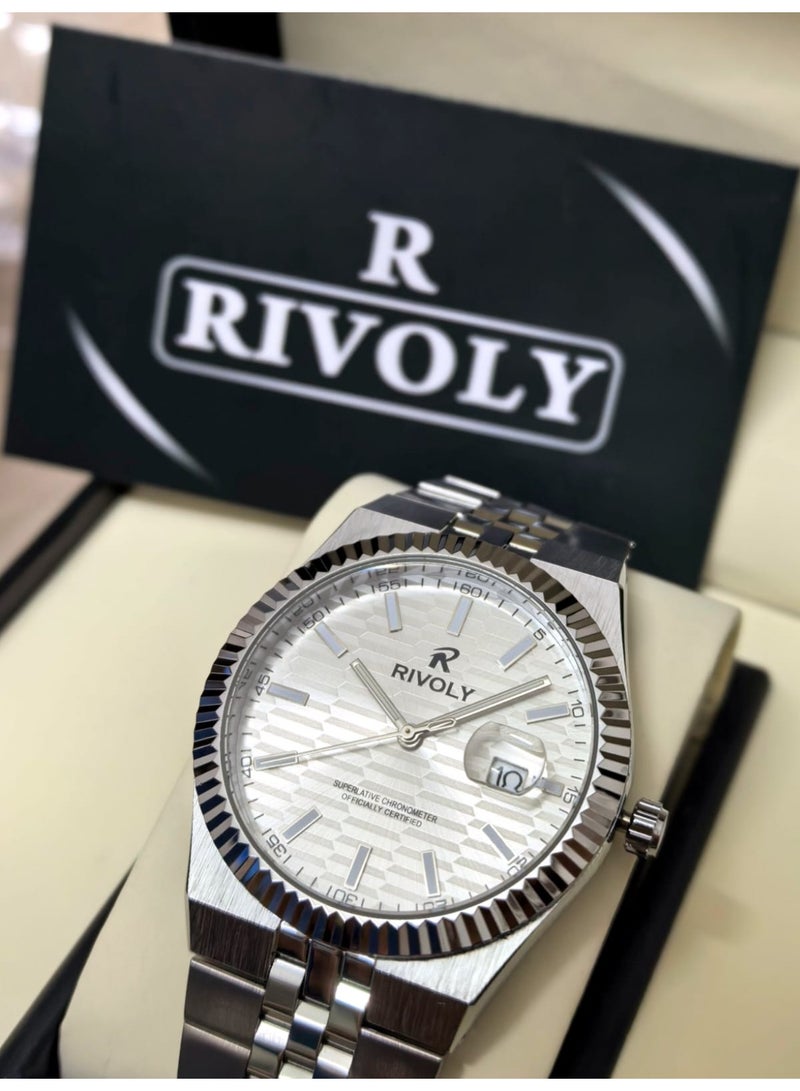 Rivoly Men's Stainless Steel Analog Quartz Watch, Easy to Read Fashion Design Waterproof Classic Luxury. - Image 5