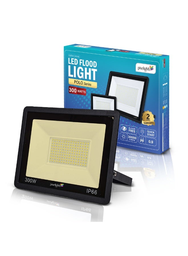 pixelights 300W LED Flood Light, Warm -3000K, IP65, 25000Hr Life, 2years Warranty, suitable for Garden, Playground, Garage, Factories, Parking Lot, Park, Playground etc. Part#PIXEL62300WW - Image 1