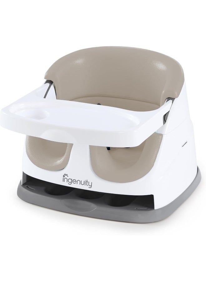 Ingenuity Baby Base 2-in-1 Booster Feeding & Floor Seat with Self-Storing Tray, Cashmere - Image 1