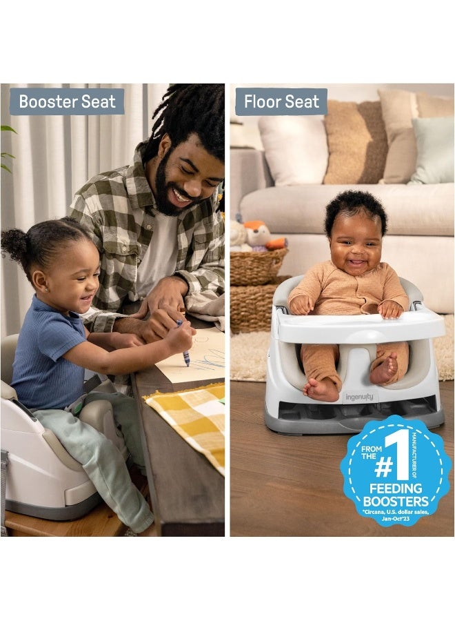 Ingenuity Baby Base 2-in-1 Booster Feeding & Floor Seat with Self-Storing Tray, Cashmere - Image 2