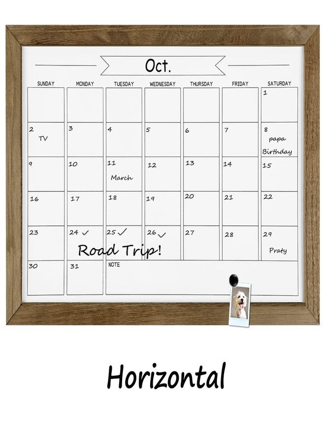 TORASO Dry Erase Monthly Calendar Whiteboard, Magnetic White Board for Wall, Office/School/Home, Solid Pine Wood Rustic Brwon Frame Hanging Board for Kitchen Grocery List, 10.6"x 14.6"(YL-RB-2737-B) - Image 2