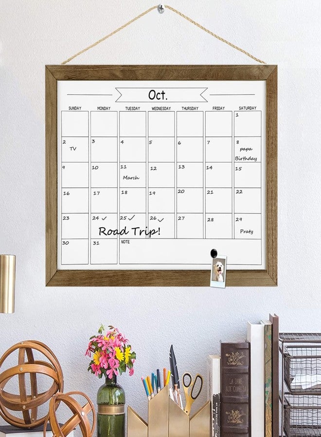 TORASO Dry Erase Monthly Calendar Whiteboard, Magnetic White Board for Wall, Office/School/Home, Solid Pine Wood Rustic Brwon Frame Hanging Board for Kitchen Grocery List, 10.6"x 14.6"(YL-RB-2737-B) - Image 5