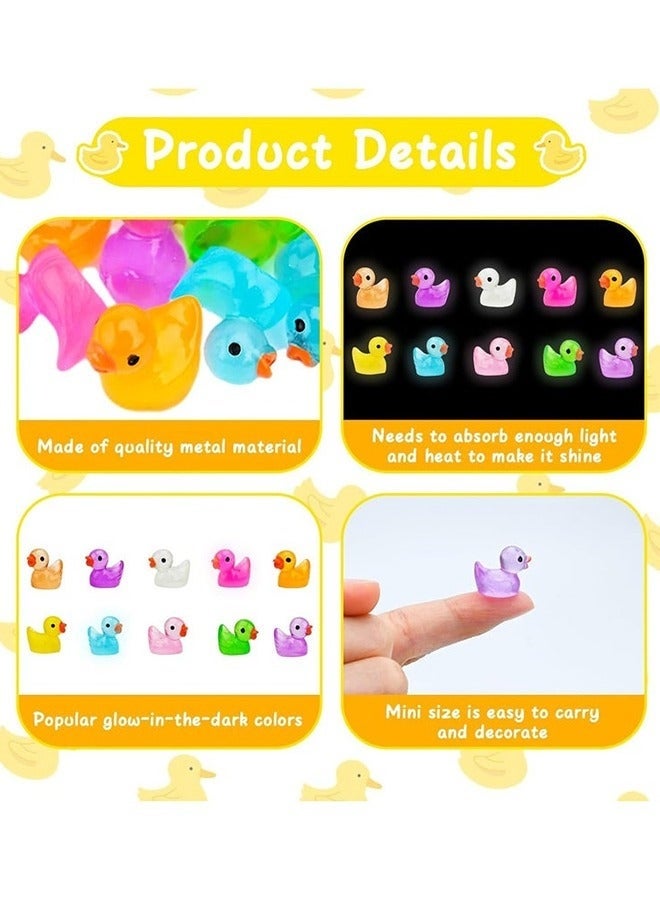 100pcs Mini Bright Resin Ducks Colorful Luminous Figurines Garden Ducks Tiny Ducks Ornaments Micro Landscape Garden for Dollhouse Ornament Garden Statue Landscape Craft Decorative - Image 5