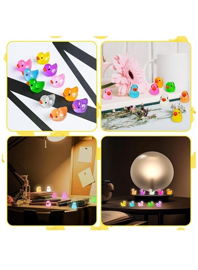 100pcs Mini Bright Resin Ducks Colorful Luminous Figurines Garden Ducks Tiny Ducks Ornaments Micro Landscape Garden for Dollhouse Ornament Garden Statue Landscape Craft Decorative - Image 4