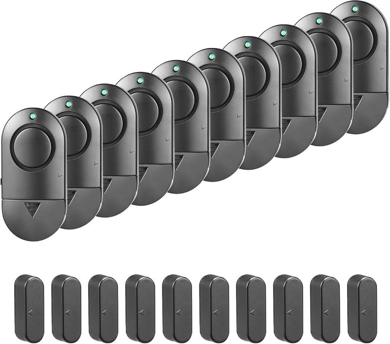 جهاز إنذار نوافذ وأبواب لأمان المنزل، بصوت عالٍ (120 ديسيبل)، أسود، مناسب لسلامة الأطفال، يمكن استخدامه في الحمامات السباحة والمنازل والمكاتب والخزائن (عبوة تحتوي على 10 أجهزة). - Image 1