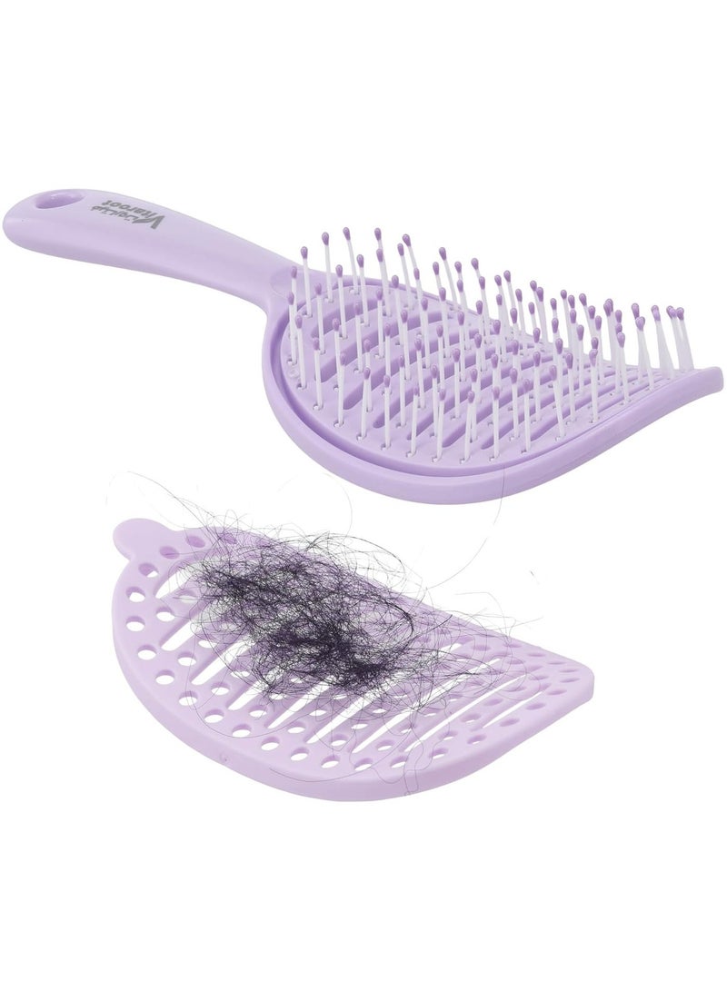 Vitaroot Detangling Hair Brush For Women & Men - Easy To Clean Hair Comb with Anti Breakage Bristles - Flexible Ventilated Scalp Cleaning Body - Detachable Rubber Hair Remover - Suitable For Wet & Dry Hair (Purple) - Image 1