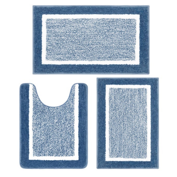 BATHROOM RUG SETS 3 PIECE SHOWER MATS WITH USHAPED CONTOUR TOILET MAT ABSORBENT MICROFIBER PLUSH BATH MATS NON SLIP MACHINE WASHABLE SHAGGY FLOOR MATS