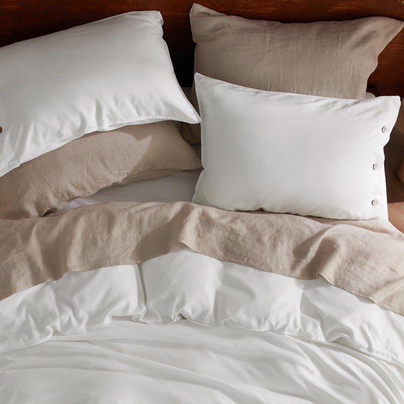 Bedsure Linen Duvet Cover King Size - Linen Cotton Blend Bedding Set  Soft & Cozy  3 Pieces  1 Duvet Cover 104x90 Inches and 2 Pillowcases  Cream Color Cooling Bedding  Comforter Sold Separately