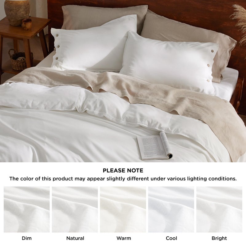 Bedsure Linen Duvet Cover King Size - Linen Cotton Blend Bedding Set  Soft & Cozy  3 Pieces  1 Duvet Cover 104x90 Inches and 2 Pillowcases  Cream Color Cooling Bedding  Comforter Sold Separately