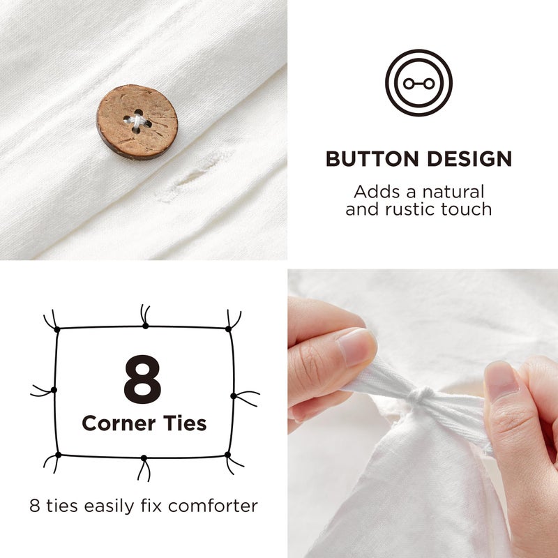 Bedsure Linen Duvet Cover King Size - Linen Cotton Blend Bedding Set  Soft & Cozy  3 Pieces  1 Duvet Cover 104x90 Inches and 2 Pillowcases  Cream Color Cooling Bedding  Comforter Sold Separately