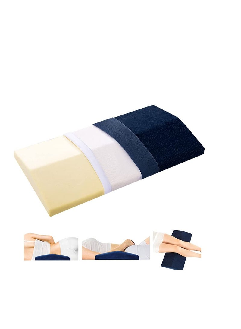 MIXDE Lumbar Sleeping Back Pillow Waist Support Cushion Memory Foam for Lower Back Pain Leg Knee Sciatica Pains Pregnancy Side Back and Stomach Sleeper with Washable Cover Navy Blue  - Image 1