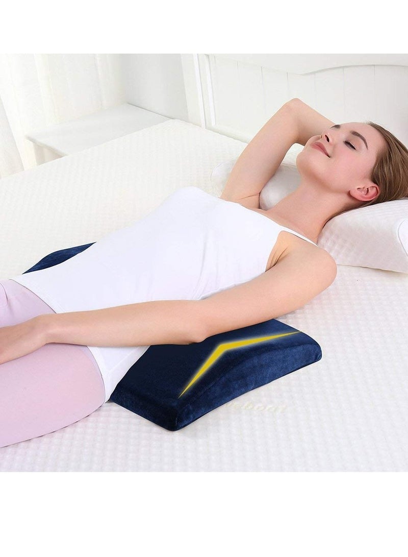 MIXDE Lumbar Sleeping Back Pillow Waist Support Cushion Memory Foam for Lower Back Pain Leg Knee Sciatica Pains Pregnancy Side Back and Stomach Sleeper with Washable Cover Navy Blue  - Image 5