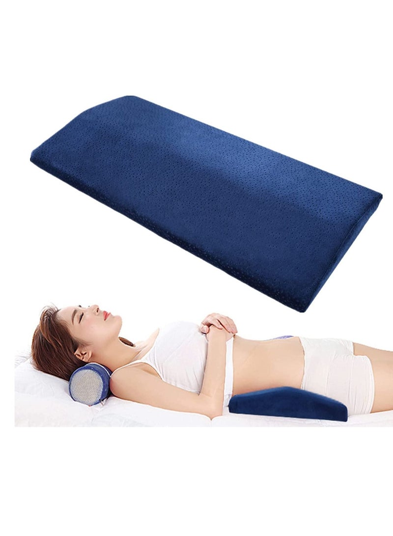 MIXDE Lumbar Sleeping Back Pillow Waist Support Cushion Memory Foam for Lower Back Pain Leg Knee Sciatica Pains Pregnancy Side Back and Stomach Sleeper with Washable Cover Navy Blue  - Image 2