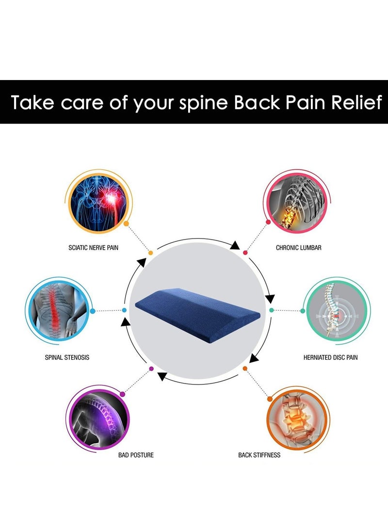 MIXDE Lumbar Sleeping Back Pillow Waist Support Cushion Memory Foam for Lower Back Pain Leg Knee Sciatica Pains Pregnancy Side Back and Stomach Sleeper with Washable Cover Navy Blue  - Image 4