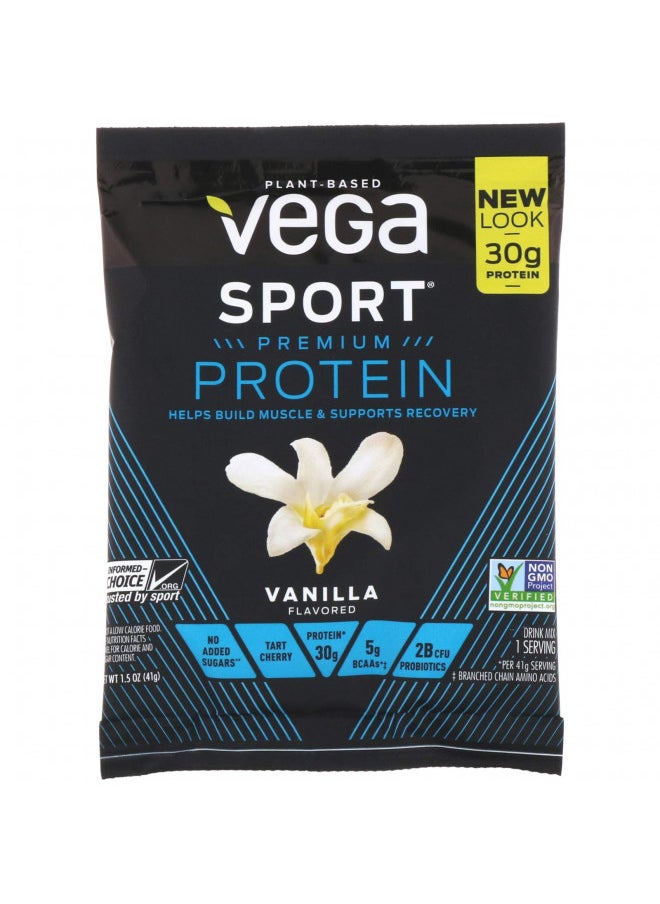Vega - Vega Sport Premium Vegan Protein Powder Vanilla (12 Sachets) 30g Plant Based Protein, 5g BCAAs, Low Carb, Keto, Dairy Free, Gluten Free, Pea Protein for Women and Men, 12x1.6oz (Packaging May Vary) - Image 1