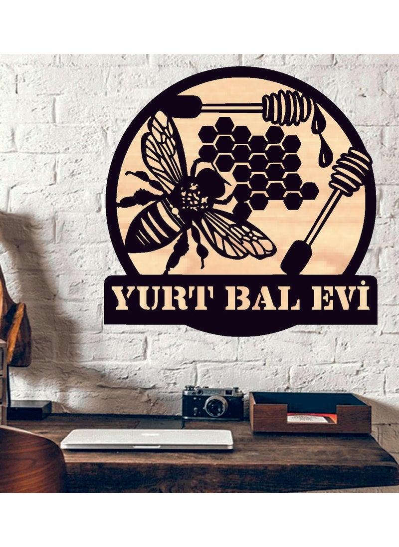 Hediyelikevi Gifthouse Personalized Bee Honeycomb Honey Themed Wooden Wall Painting  - Image 2