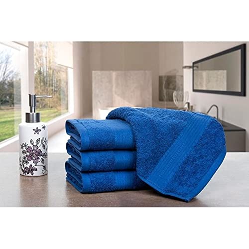 TIQH Organic Cotton Thick and Plush Hand Gym Workout Hand Towel Set of 4 Navy - Image 1