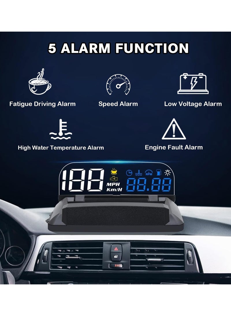SOLARAE عرض رأس السيارة، نظام مزدوج OBD2 + GPS، عداد سرعة رقمي KMH MPH، جهاز عرض سرعة مرآة، إنذار تجاوز السرعة، تحذير القيادة المرهقة - Image 3