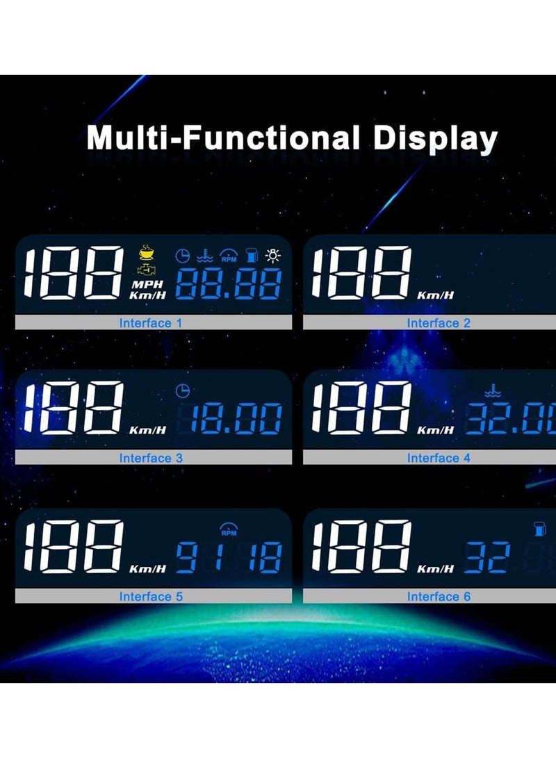SOLARAE عرض رأس السيارة، نظام مزدوج OBD2 + GPS، عداد سرعة رقمي KMH MPH، جهاز عرض سرعة مرآة، إنذار تجاوز السرعة، تحذير القيادة المرهقة - Image 2