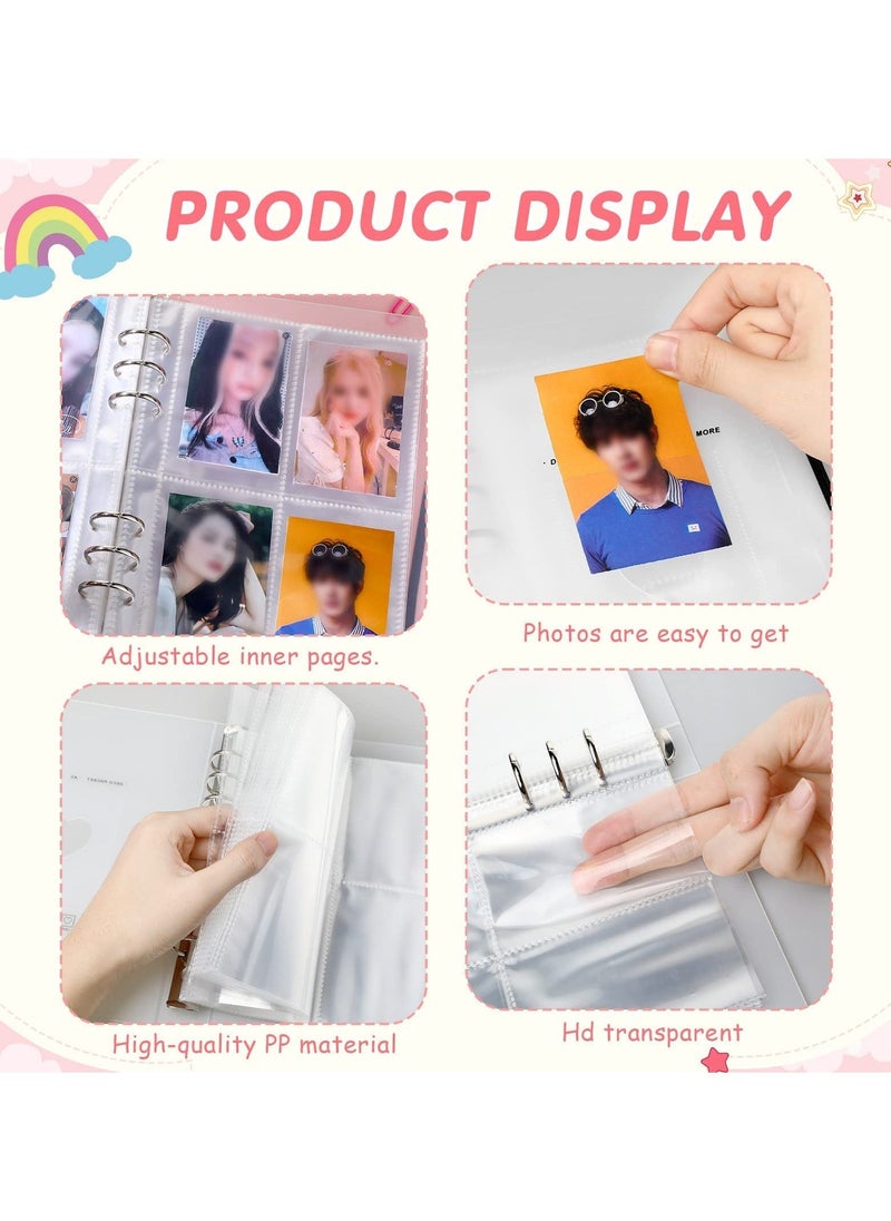 Photocard Binder Kpop Photocard Holder Book Sleeves Photocard Korean Stickers, A5 Binder Photocard Album 6 Ring Photocard Binder Card Protectors Pages 200 Cards Darkorchid Colorful  - Image 3