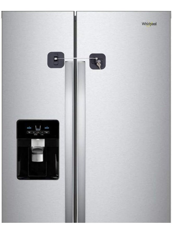 BAOWEIJD Refrigerator Lock, Fridge Lock with Keys, Freezer Lock and Child Safety Cabinet Lock with Strong Adhesive (Fridge Lock-Black 1Pack) - Image 3