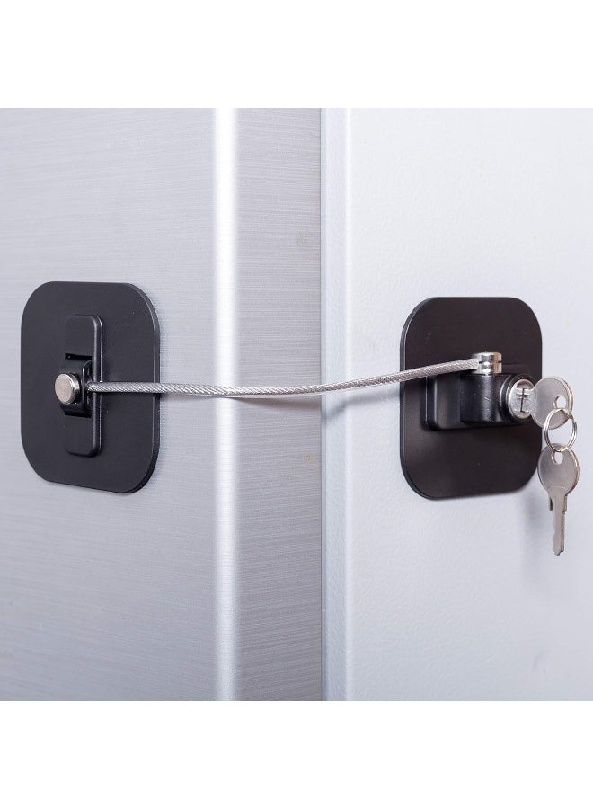 BAOWEIJD Refrigerator Lock, Fridge Lock with Keys, Freezer Lock and Child Safety Cabinet Lock with Strong Adhesive (Fridge Lock-Black 1Pack) - Image 1