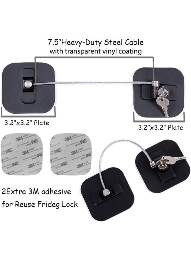 BAOWEIJD Refrigerator Lock, Fridge Lock with Keys, Freezer Lock and Child Safety Cabinet Lock with Strong Adhesive (Fridge Lock-Black 1Pack) - Image 4