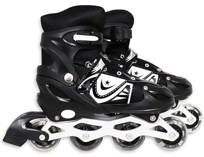 Sporty roller skate shoes size l - black