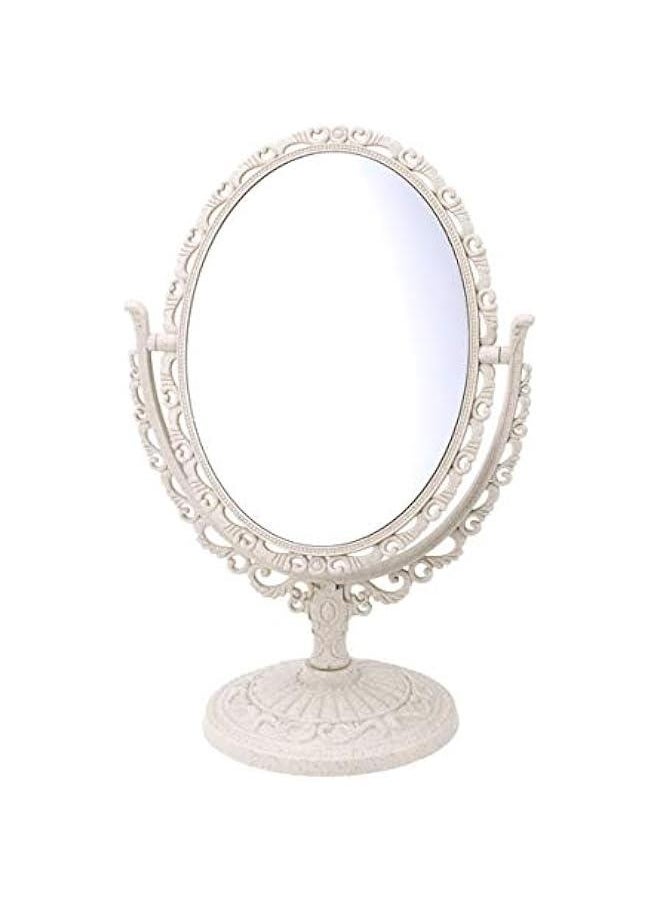 Generic Round Vanity Mirror Vintage Vanity Mirror Tabletop Vanity Mirror Makeup Mirrors Double- Sided Magnifying Makeup Mirror with 360 Degree Rotation Oval Vintage Mirror Tabletop Mirror  - Image 1
