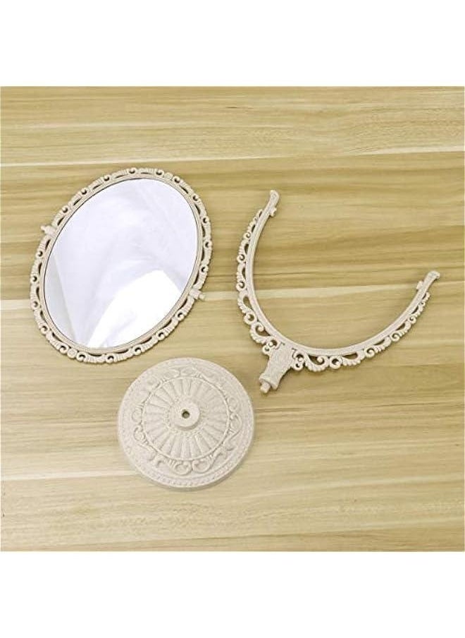 Generic Round Vanity Mirror Vintage Vanity Mirror Tabletop Vanity Mirror Makeup Mirrors Double- Sided Magnifying Makeup Mirror with 360 Degree Rotation Oval Vintage Mirror Tabletop Mirror  - Image 5
