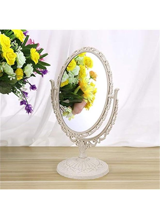 Generic Round Vanity Mirror Vintage Vanity Mirror Tabletop Vanity Mirror Makeup Mirrors Double- Sided Magnifying Makeup Mirror with 360 Degree Rotation Oval Vintage Mirror Tabletop Mirror  - Image 3
