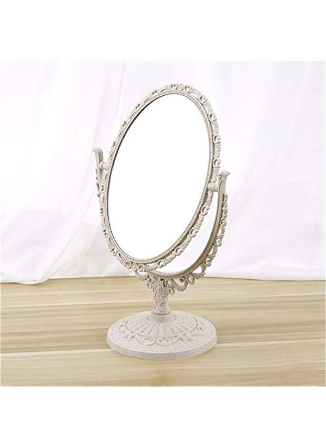 Generic Round Vanity Mirror Vintage Vanity Mirror Tabletop Vanity Mirror Makeup Mirrors Double- Sided Magnifying Makeup Mirror with 360 Degree Rotation Oval Vintage Mirror Tabletop Mirror  - Image 2