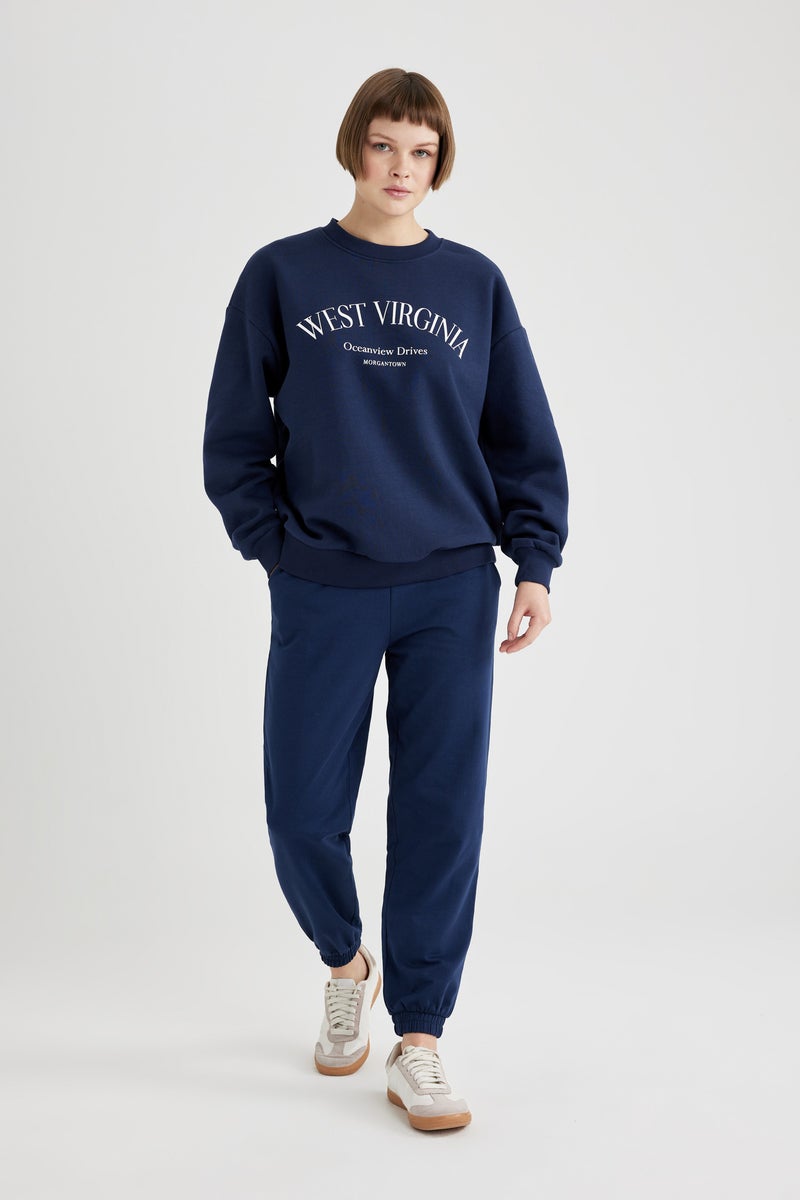 DeFacto Woman Relax Fit Crew Neck Printed Thick Sweatshirt  - Image 5