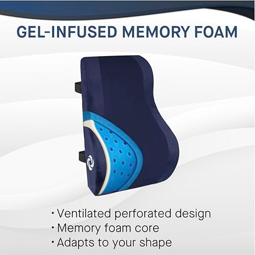 Samsonite Ergonomic Lumbar Support Pillow for Office Chair and Car Seat - Memory Foam Back Support Lumbar Pillow, Premium Cushion Chair Support for Lower Back Pain Relief and Versatile Use (Navy) - Image 5