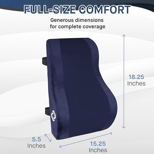 Samsonite Ergonomic Lumbar Support Pillow for Office Chair and Car Seat - Memory Foam Back Support Lumbar Pillow, Premium Cushion Chair Support for Lower Back Pain Relief and Versatile Use (Navy) - Image 4