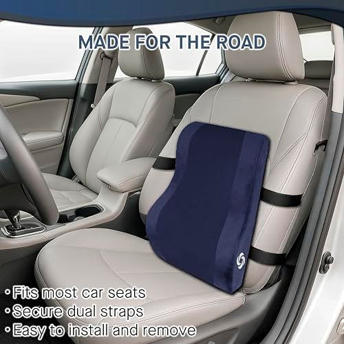 Samsonite Ergonomic Lumbar Support Pillow for Office Chair and Car Seat - Memory Foam Back Support Lumbar Pillow, Premium Cushion Chair Support for Lower Back Pain Relief and Versatile Use (Navy) - Image 2