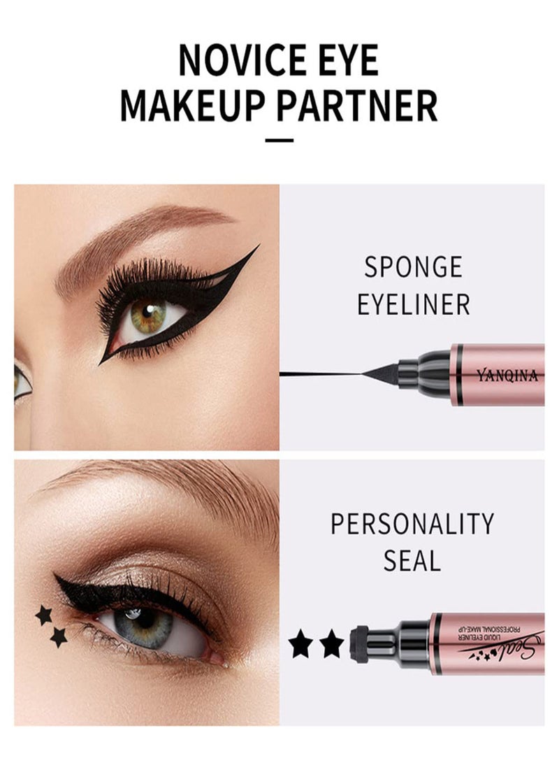 SYOSI Double-sided Liquid Eyeliner Stamp, 3Pcs Waterproof Smudge-proof Long Lasting Wing Eye Liner Star Heart Seal Stamp Makeup Tool, Long lasting Super Slim Precise Felt Tip Liquid Eye Liner Tools  - Image 3