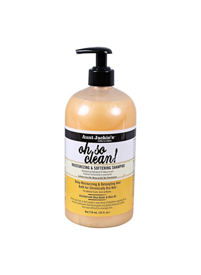 عمة جاكي كيرلز آند كويلز أوه سو كلين، مضخة كبيرة بحجم عائلي 24 أونصة، شامبو مرطب ومنعم للشعر بعمق لتجعيدات الشعر الطبيعية، واللفائف، والتموجات، مع زبدة الشيا المخصبة