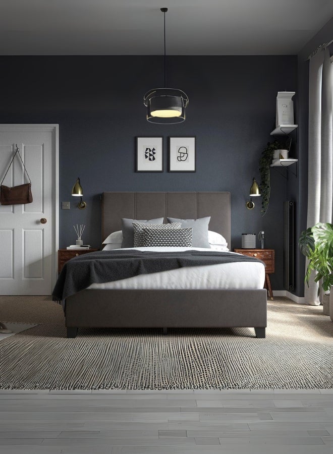 Bed and Mattress Home Cloud Nine Upholstered Queen Size ( Mattress Size 160 X 190 CM ) Black Color Bed Size 202 W X 168 L CM ( Mattress Sold Separately )  - Image 2